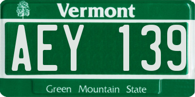 VT license plate AEY139