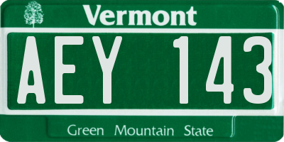 VT license plate AEY143
