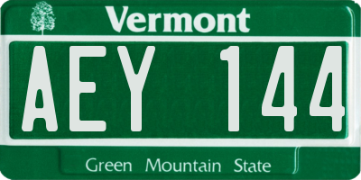 VT license plate AEY144