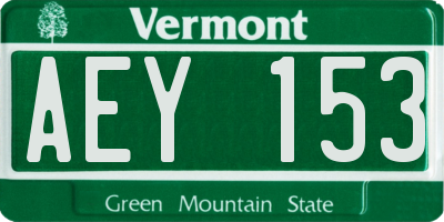 VT license plate AEY153