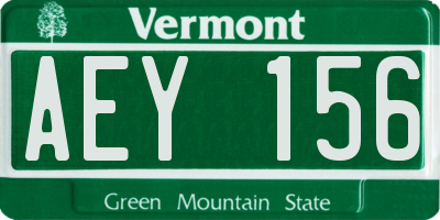 VT license plate AEY156