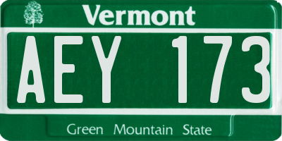 VT license plate AEY173