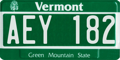 VT license plate AEY182