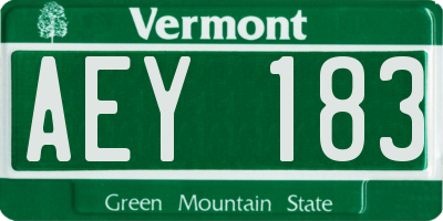 VT license plate AEY183