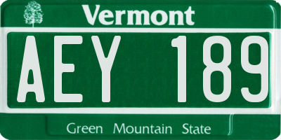 VT license plate AEY189