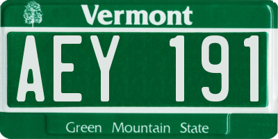 VT license plate AEY191