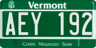 VT license plate AEY192