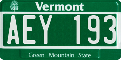 VT license plate AEY193