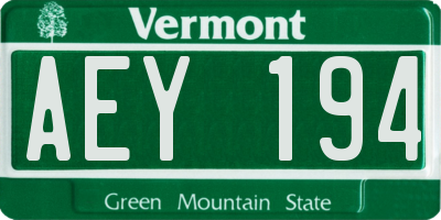VT license plate AEY194