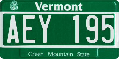 VT license plate AEY195