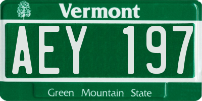 VT license plate AEY197
