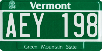 VT license plate AEY198