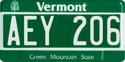 VT license plate AEY206