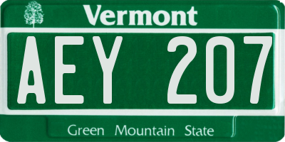 VT license plate AEY207