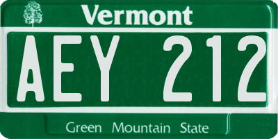 VT license plate AEY212