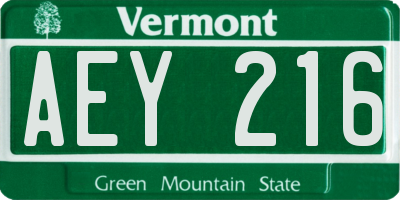 VT license plate AEY216