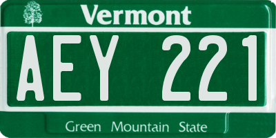 VT license plate AEY221