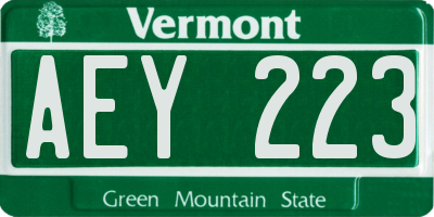 VT license plate AEY223