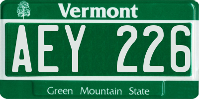 VT license plate AEY226