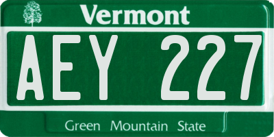 VT license plate AEY227