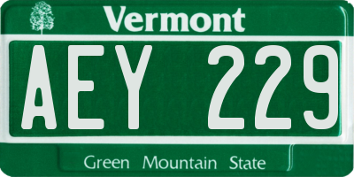 VT license plate AEY229
