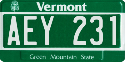 VT license plate AEY231