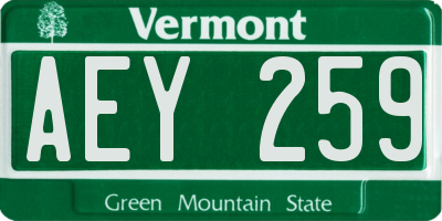 VT license plate AEY259