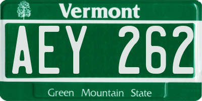VT license plate AEY262