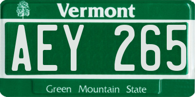VT license plate AEY265