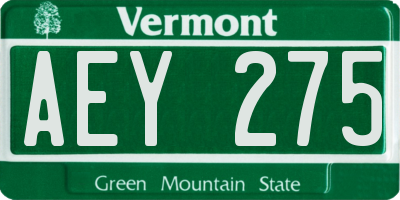 VT license plate AEY275
