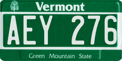 VT license plate AEY276