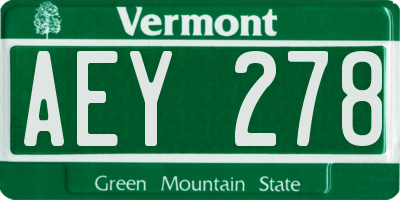 VT license plate AEY278