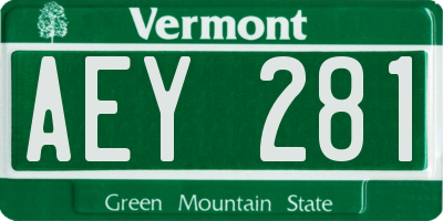 VT license plate AEY281