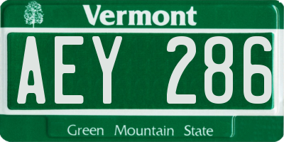 VT license plate AEY286