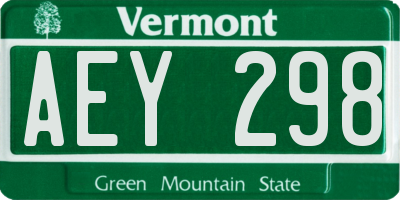VT license plate AEY298