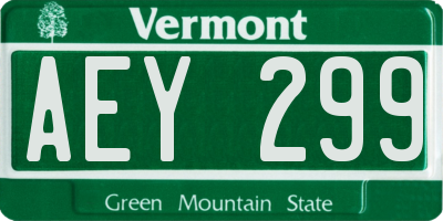 VT license plate AEY299