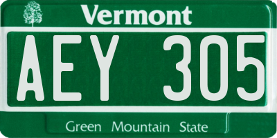 VT license plate AEY305