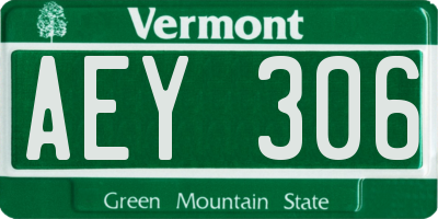 VT license plate AEY306