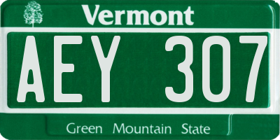 VT license plate AEY307