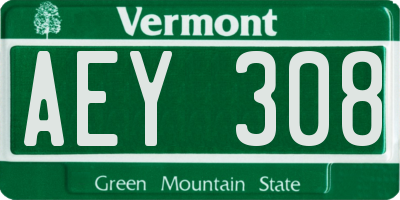 VT license plate AEY308