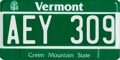 VT license plate AEY309