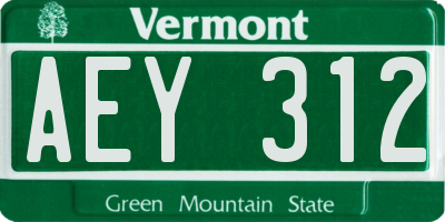 VT license plate AEY312