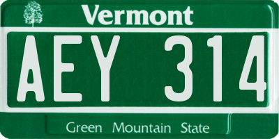VT license plate AEY314