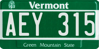 VT license plate AEY315