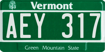 VT license plate AEY317