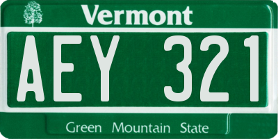 VT license plate AEY321
