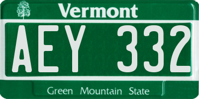VT license plate AEY332