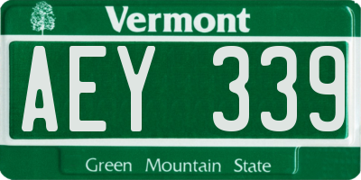 VT license plate AEY339