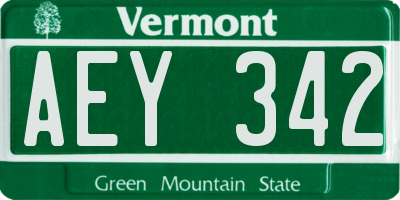 VT license plate AEY342