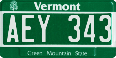 VT license plate AEY343